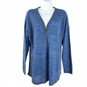 Soft Surroundings Valentina Zip Sweater Blue XL